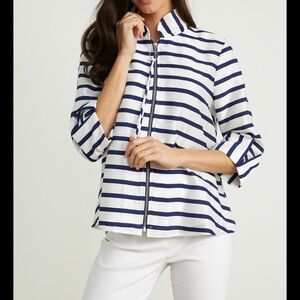 Joseph Ribkoff Navy and White Striped Jacket